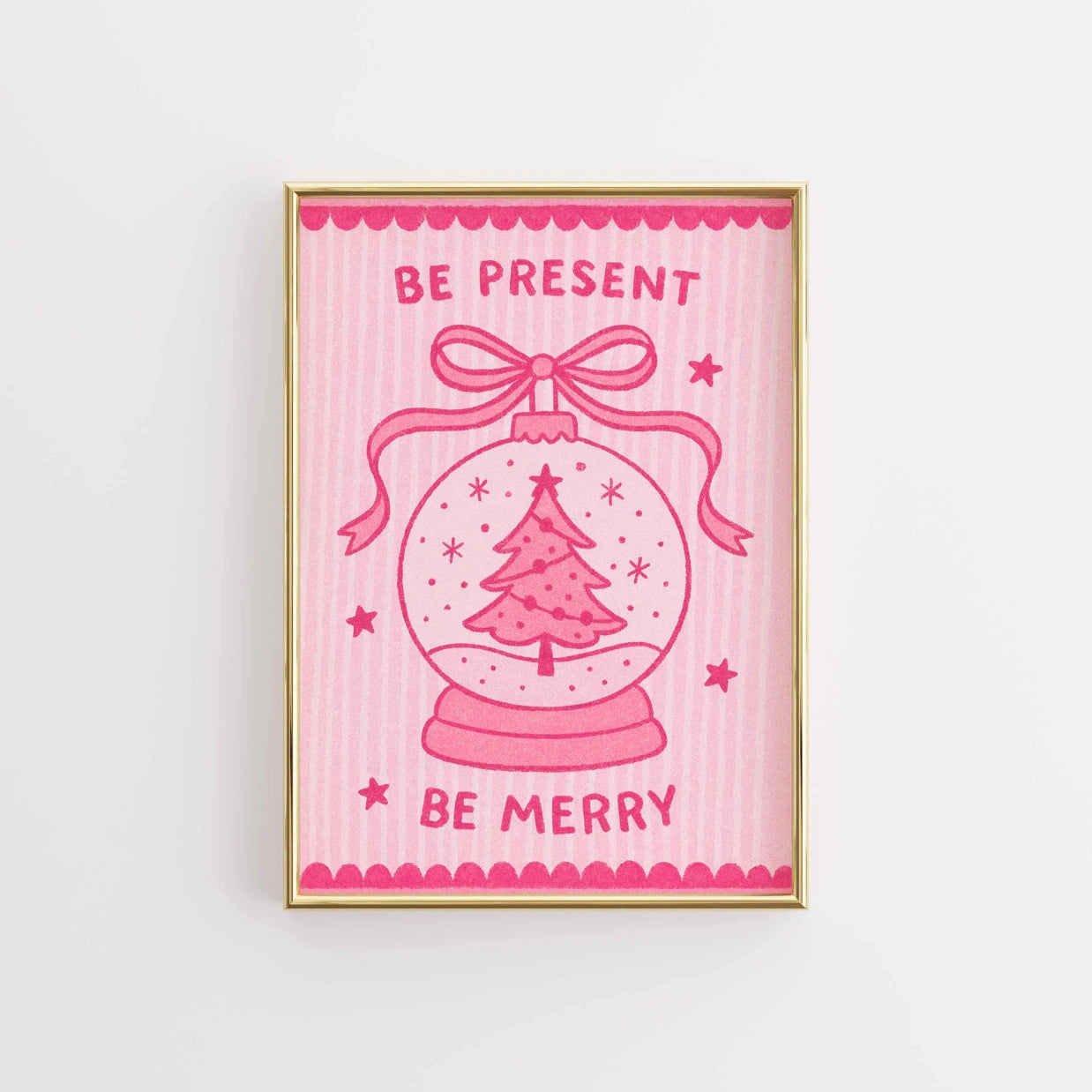 Pink Snow Globe Christmas Print