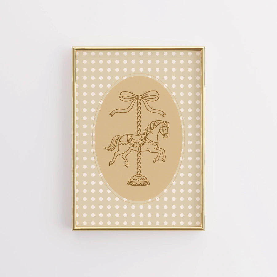 Rocking Horse Nursery Print - Cute Carousel Wall Art for Kids