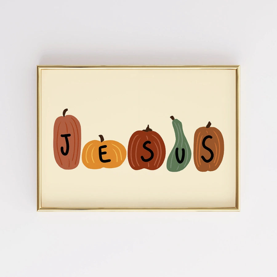 Jesus Pumpkin Wall Art - Faith Inspired Seasonal Artwork
