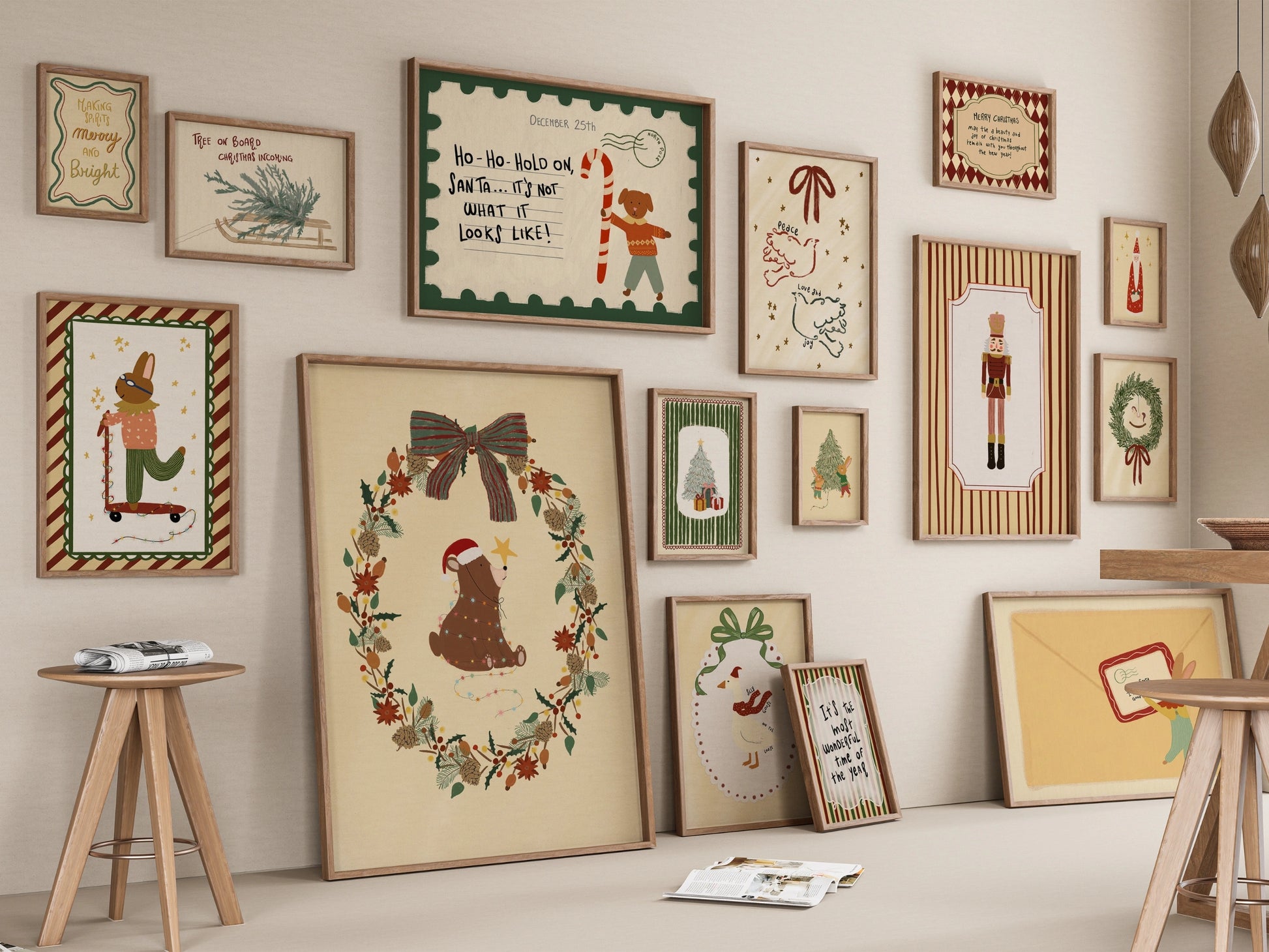 Hand-Drawn Nursery Holiday Set of 17 Prints