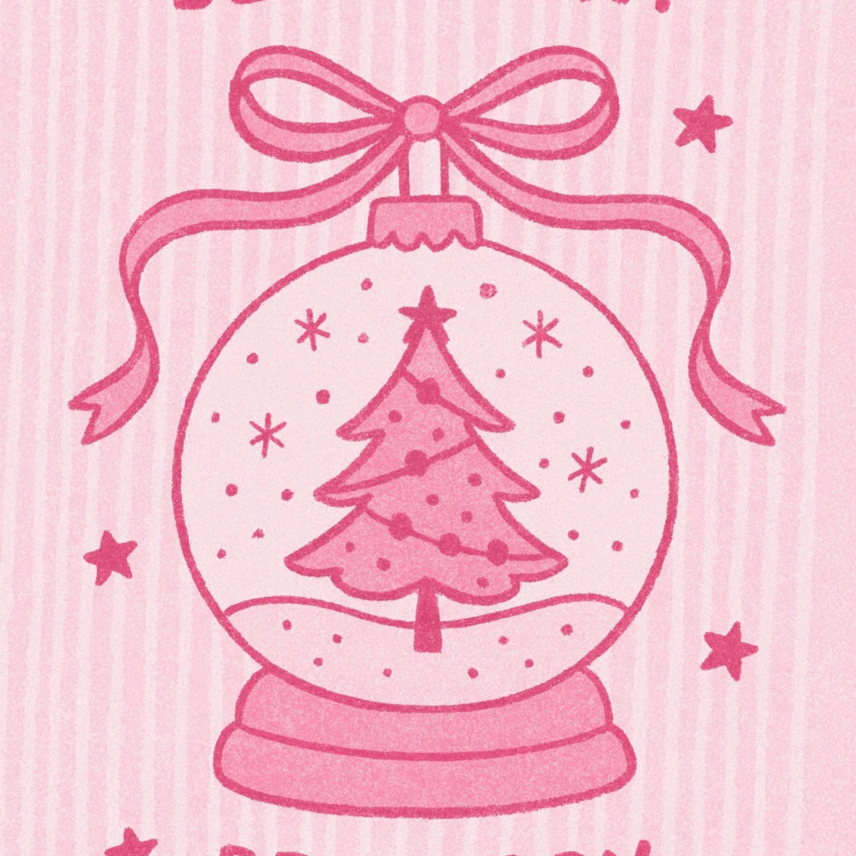 Pink Snow Globe Christmas Print