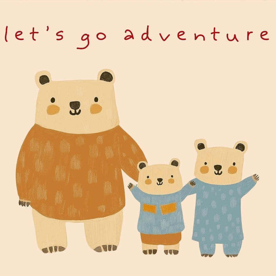 Bear Family Nursery Print – Cute Animal Wall Art for Boys