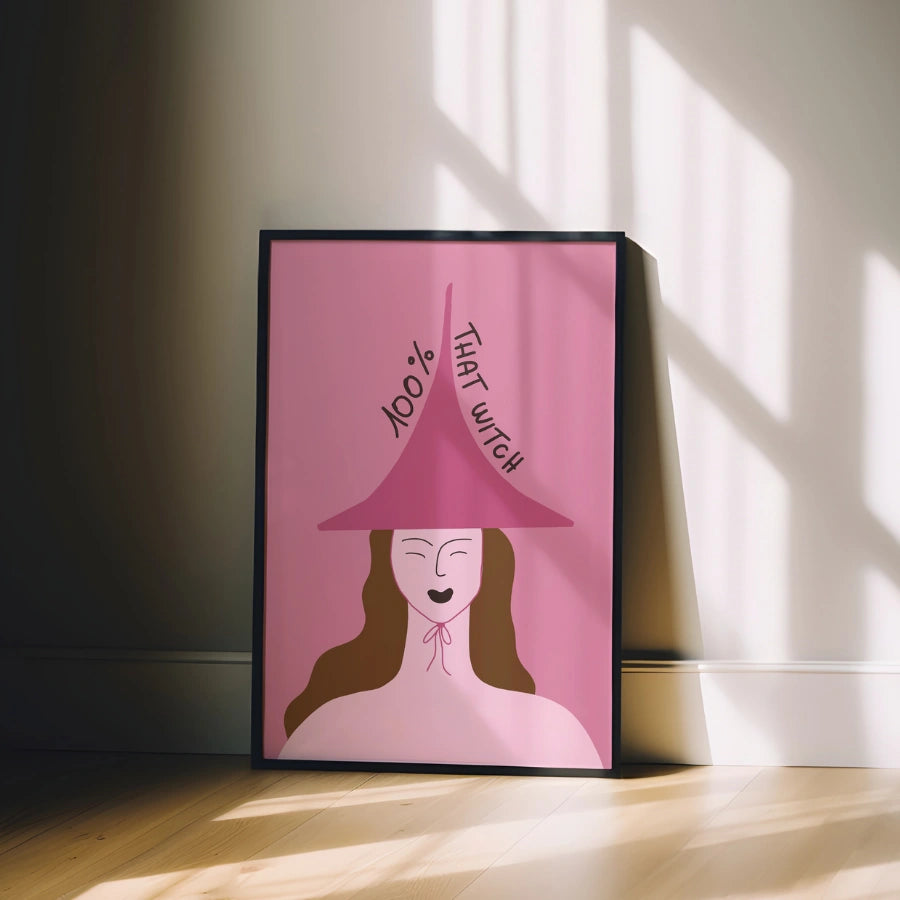 Confident Witch Wall Art – 100% That Witch Pink Halloween Print