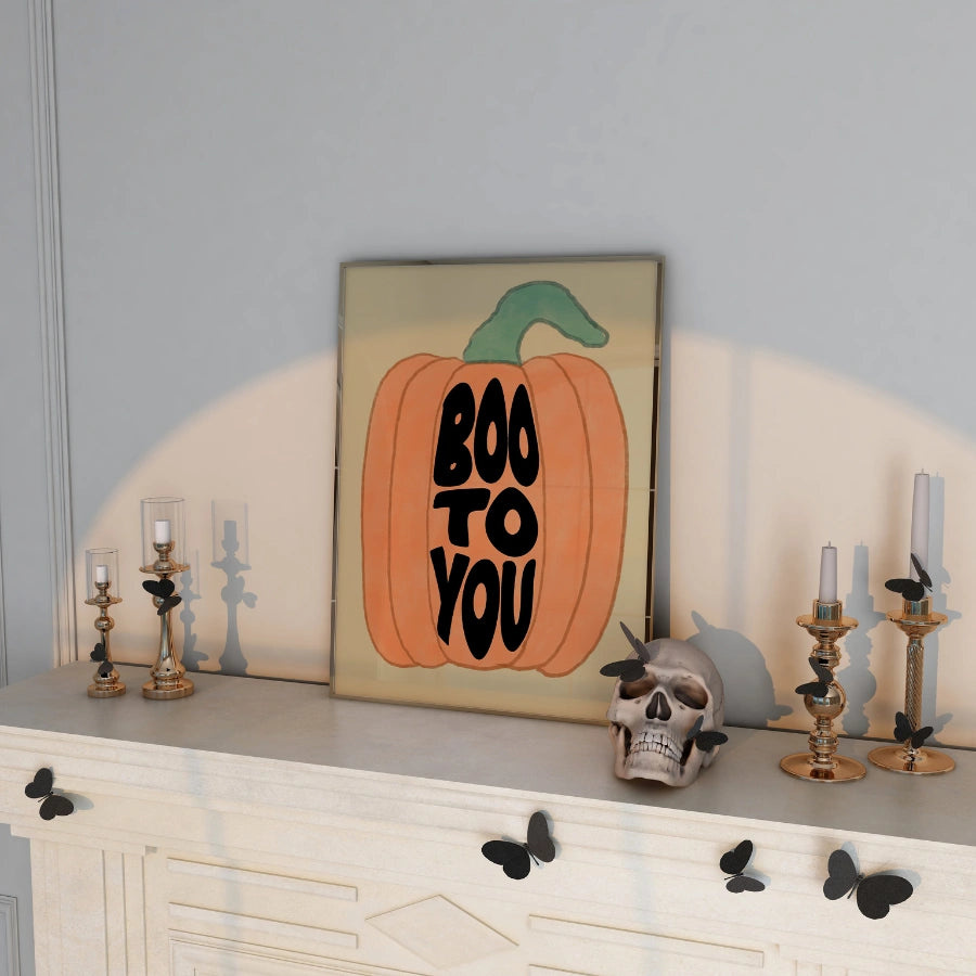 Boo to You Pumpkin Print – Funny Halloween Wall Art