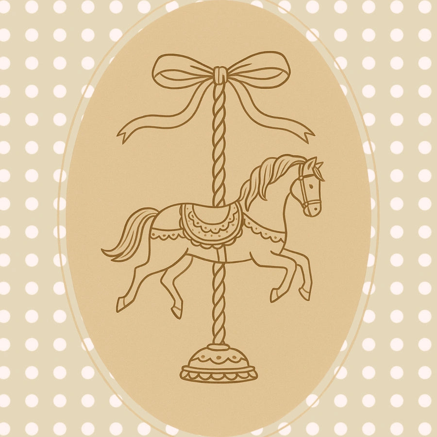 Rocking Horse Nursery Print - Cute Carousel Wall Art for Kids