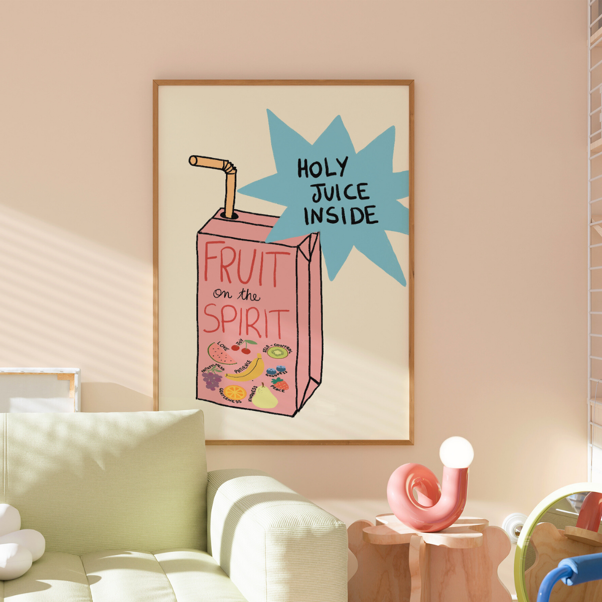 Kunstdruck „Früchte des Geistes“ – Lustige christliche Wanddekoration