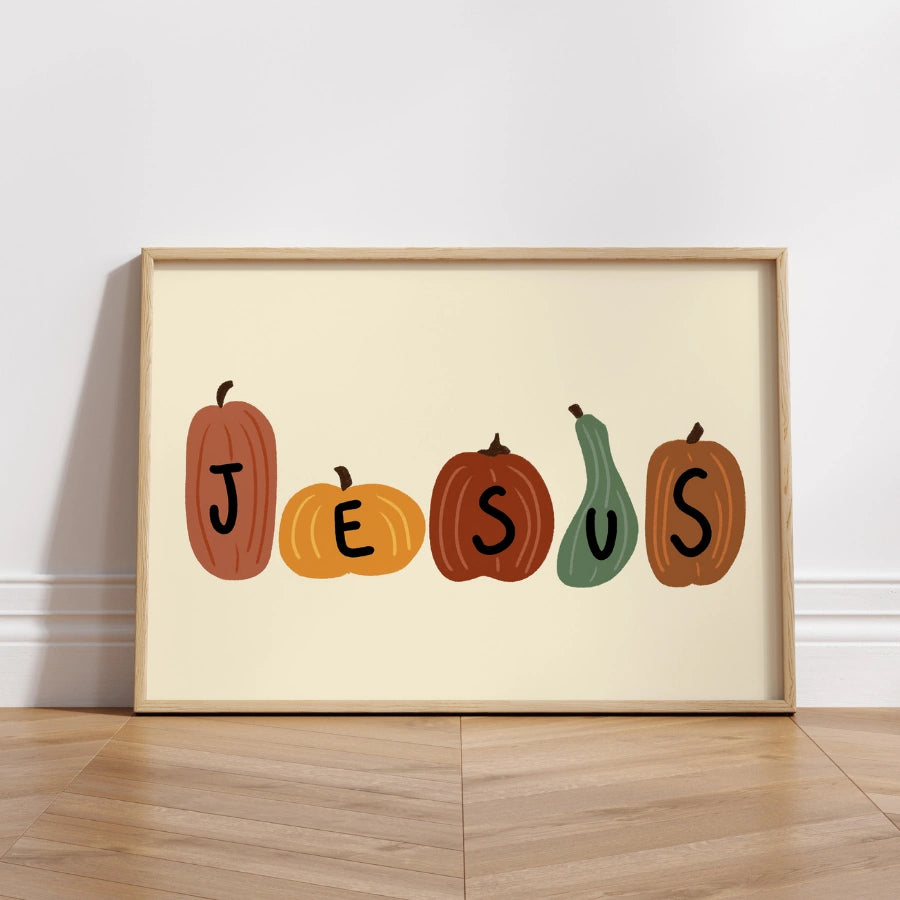 Jesus Pumpkin Wall Art - Faith Inspired Seasonal Artwork