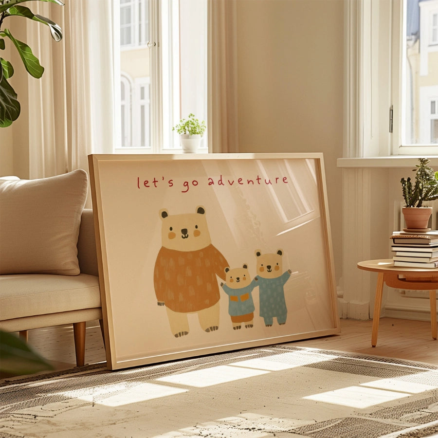 Bear Family Nursery Print – Cute Animal Wall Art for Boys