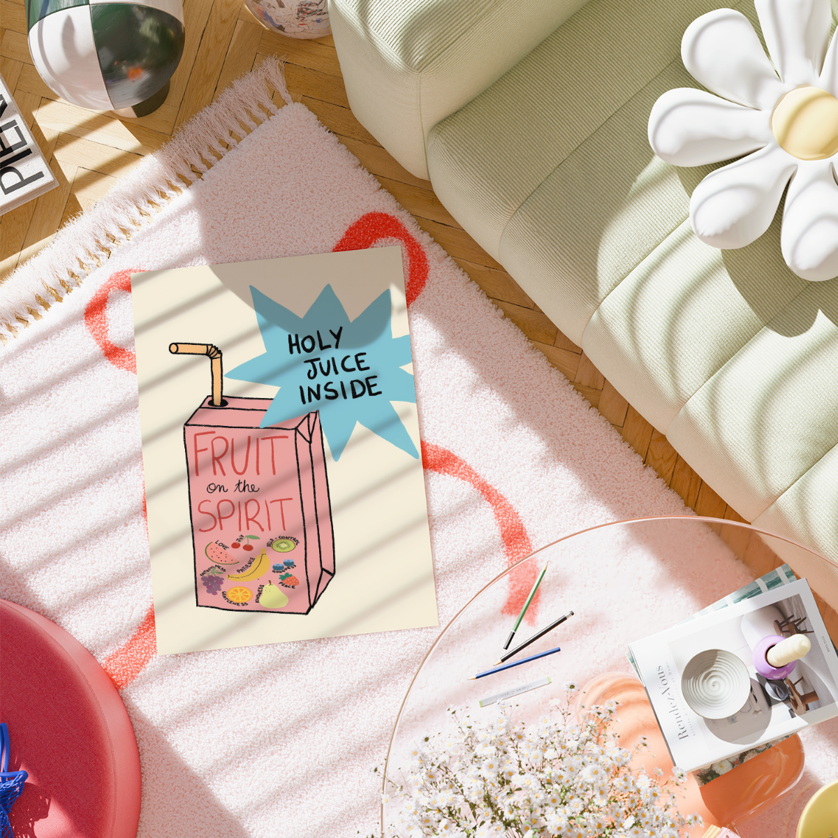 Kunstdruck „Früchte des Geistes“ – Lustige christliche Wanddekoration