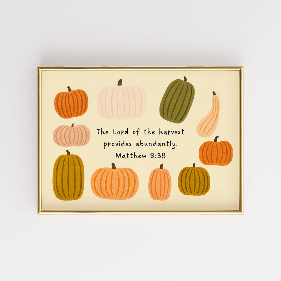Autumn Christian Print with Pumpkins - Faith Inspired Bible Verse