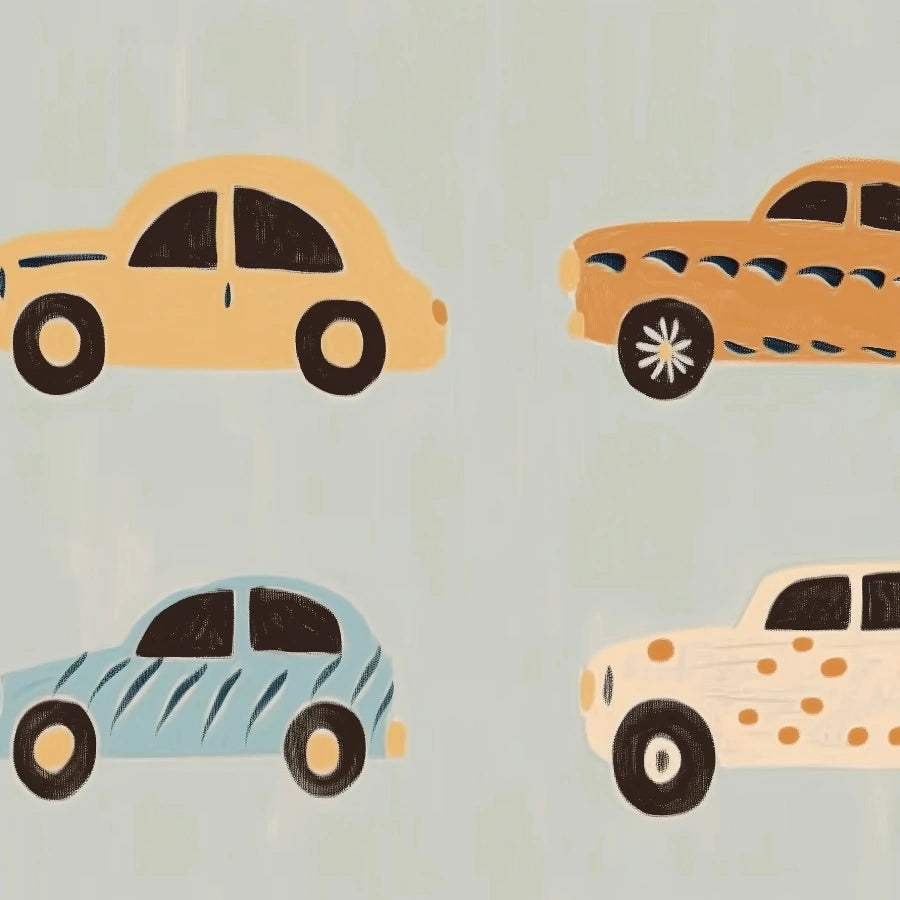 Colorful Cars Nursery Print – Cute Vehicle Wall Art for Boys