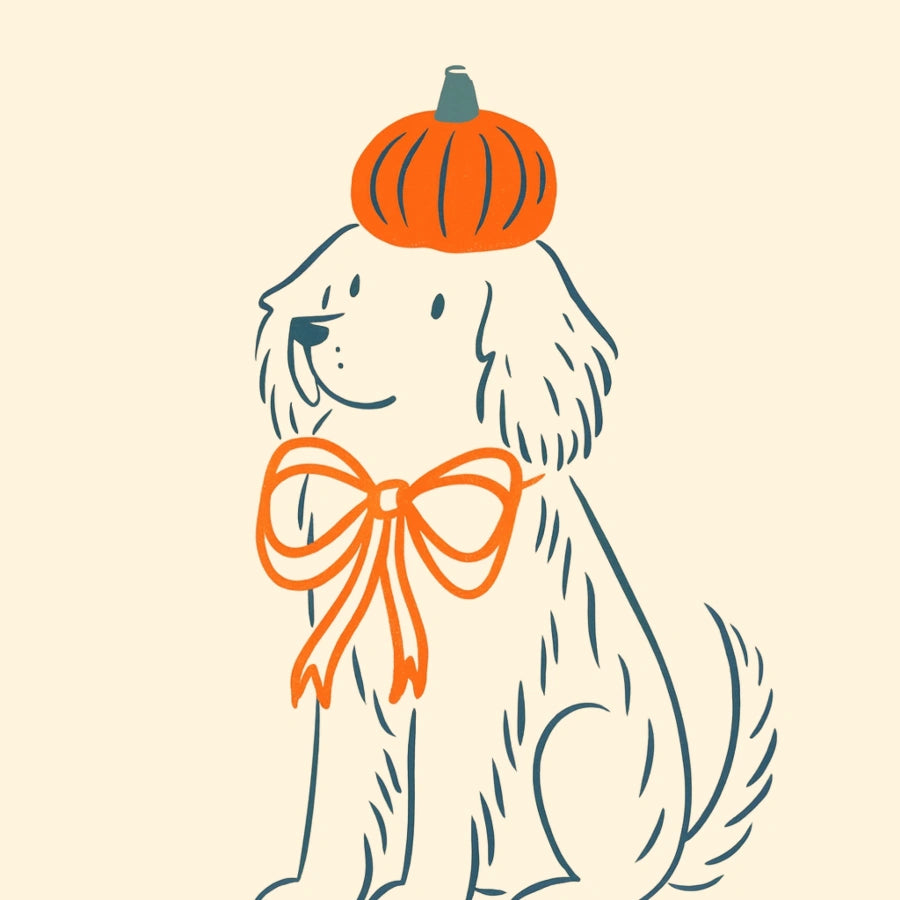 Autumn Dog Wall Art - Cute Pumpkin Pet Print