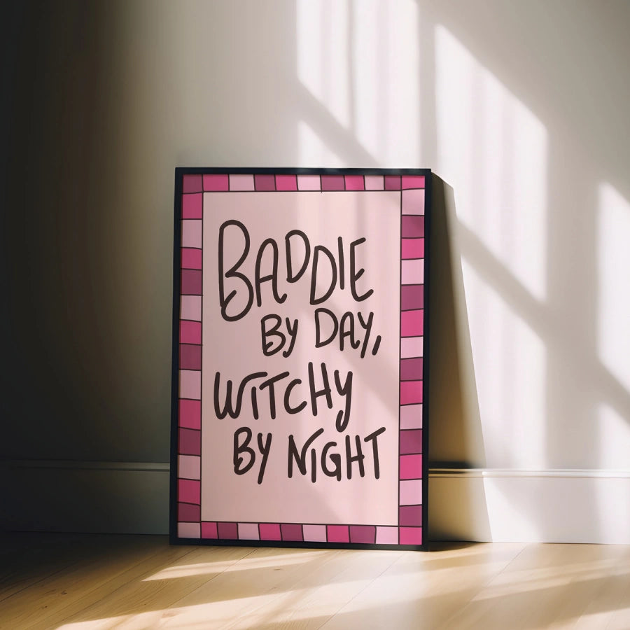 Baddie Witch Wall Art – Pink Halloween Quote Print