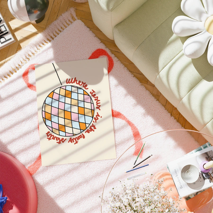 Jesus Party Starts Christian Wall Art – Fun Disco Ball Faith Print