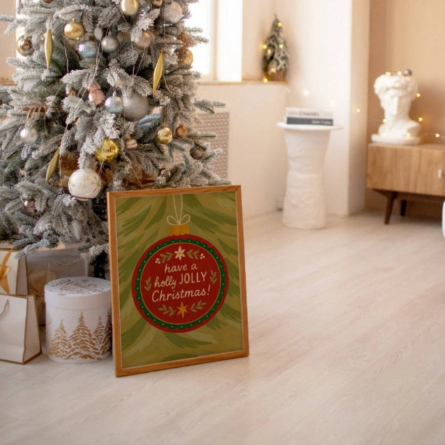 Christmas Ornament Wall Art - Holly Jolly Holiday Print