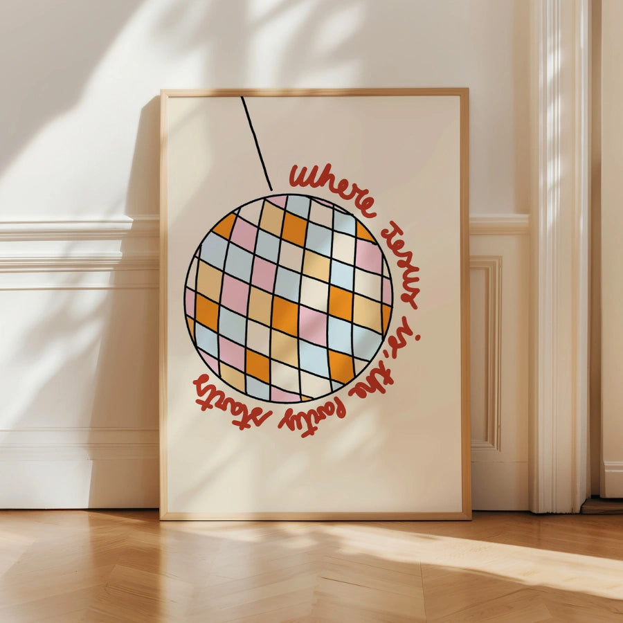 Jesus Party Starts Christian Wall Art – Fun Disco Ball Faith Print