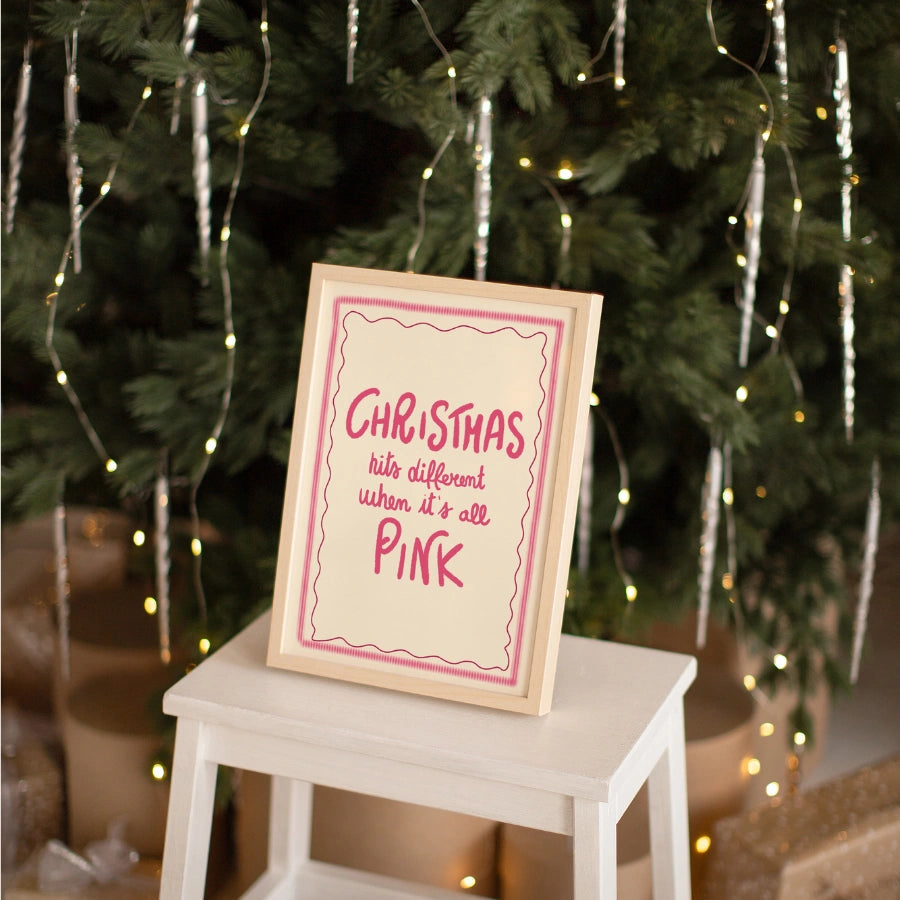Pink Christmas Vibes – Funny Preppy Christmas Wall Art