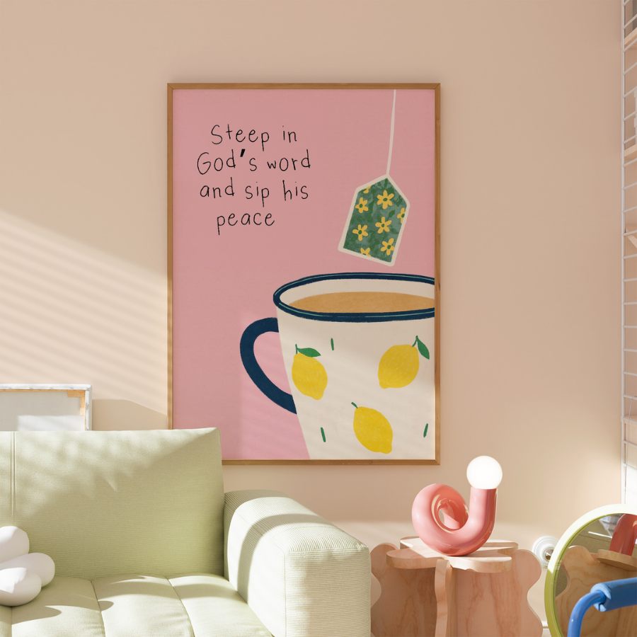 Tea with Jesus Christian Wall Art – Steep in God’s Word