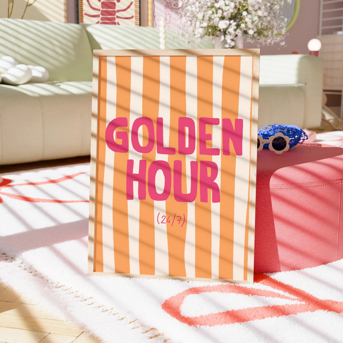 Golden Hour Print – Bold Orange Summer Quote Wall Art