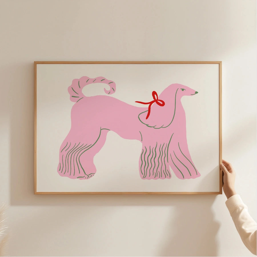 Rosa Pudel-Kinderzimmerbild – Niedliche Tier-Wandkunst für Kinder