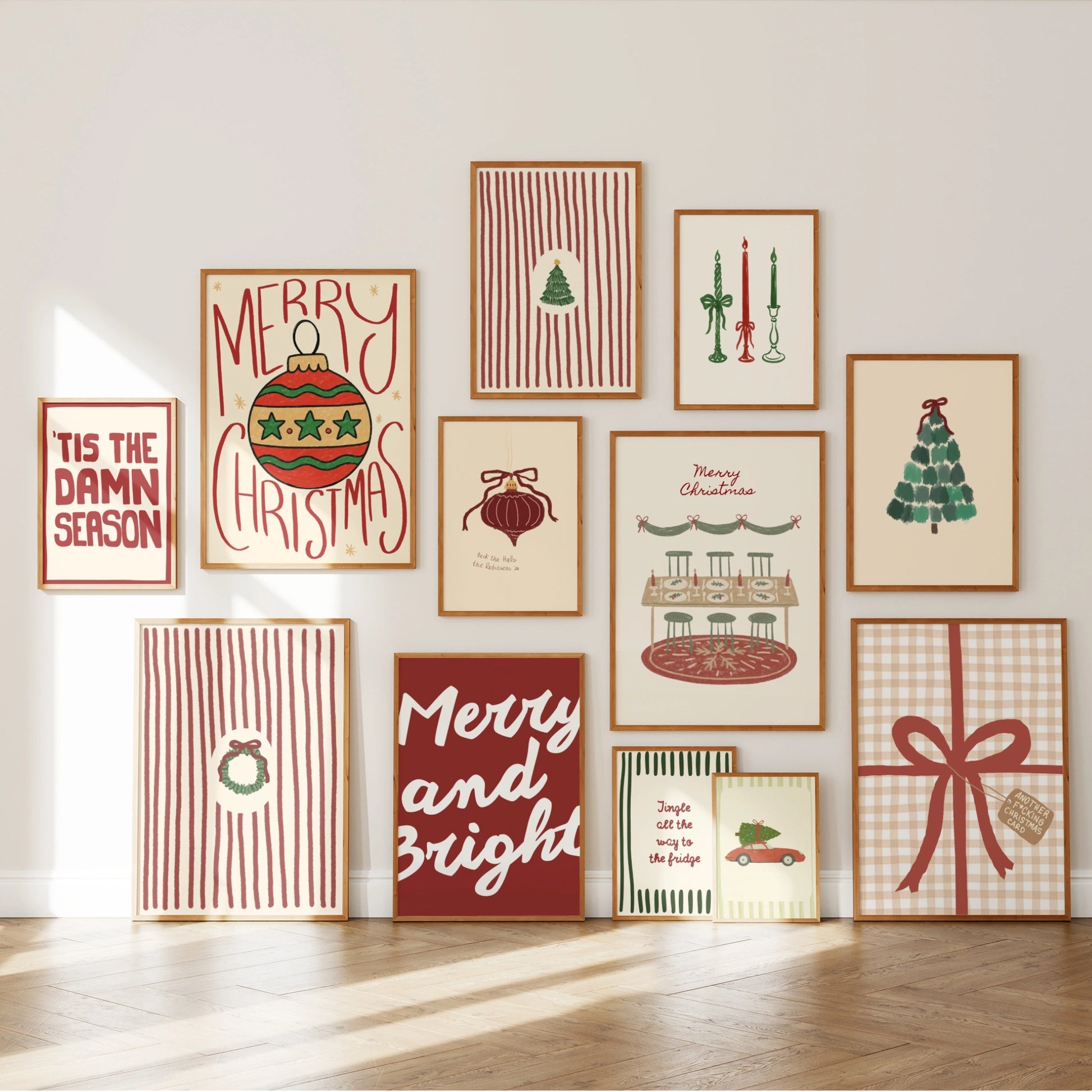 Hand-Drawn Holiday Set of 16 Prints