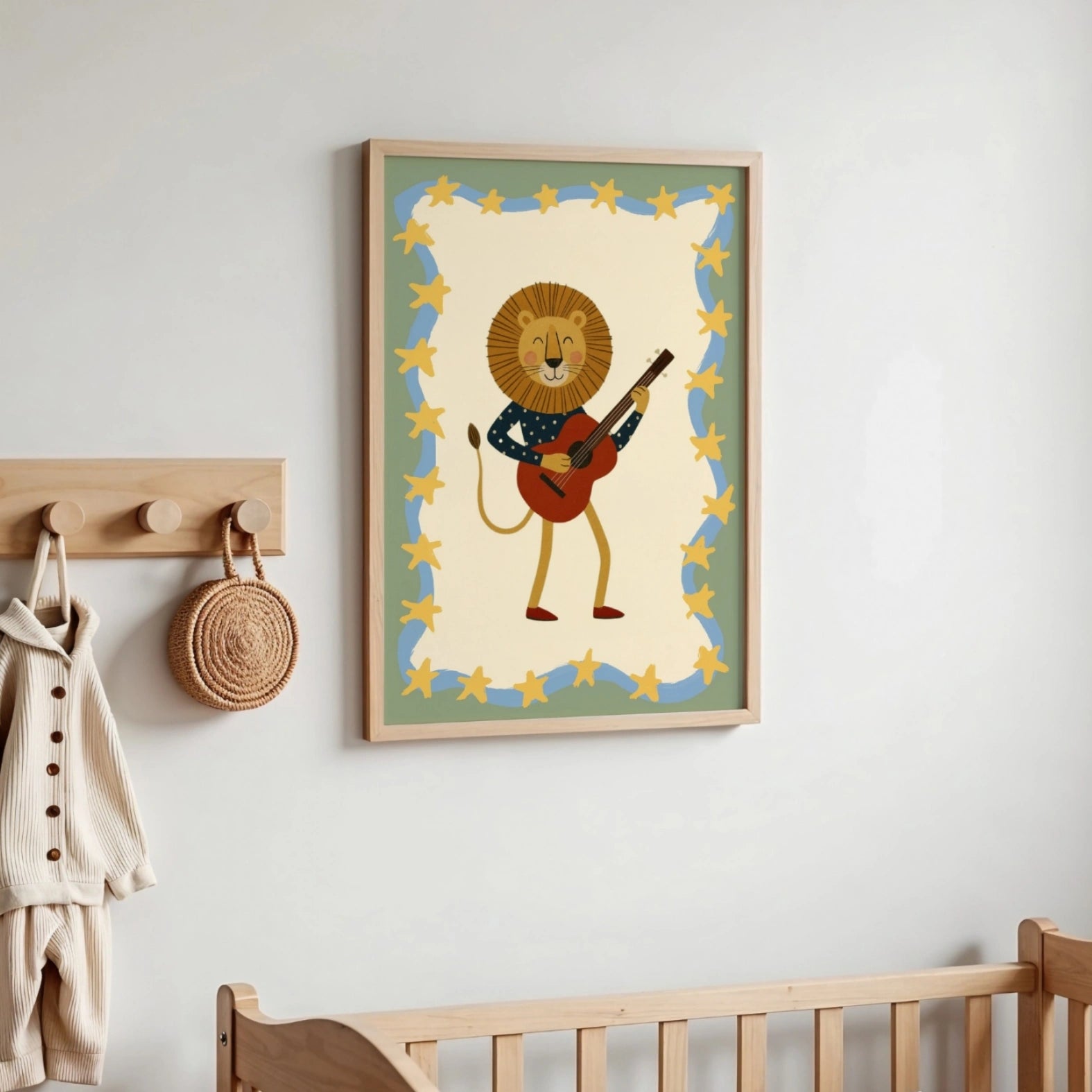 Lion Playing Guitar Nursery Print