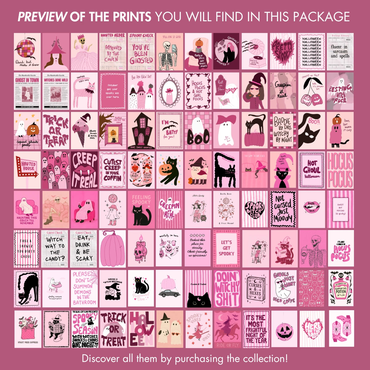 Handmade Pink Halloween Decor - over 120 prints