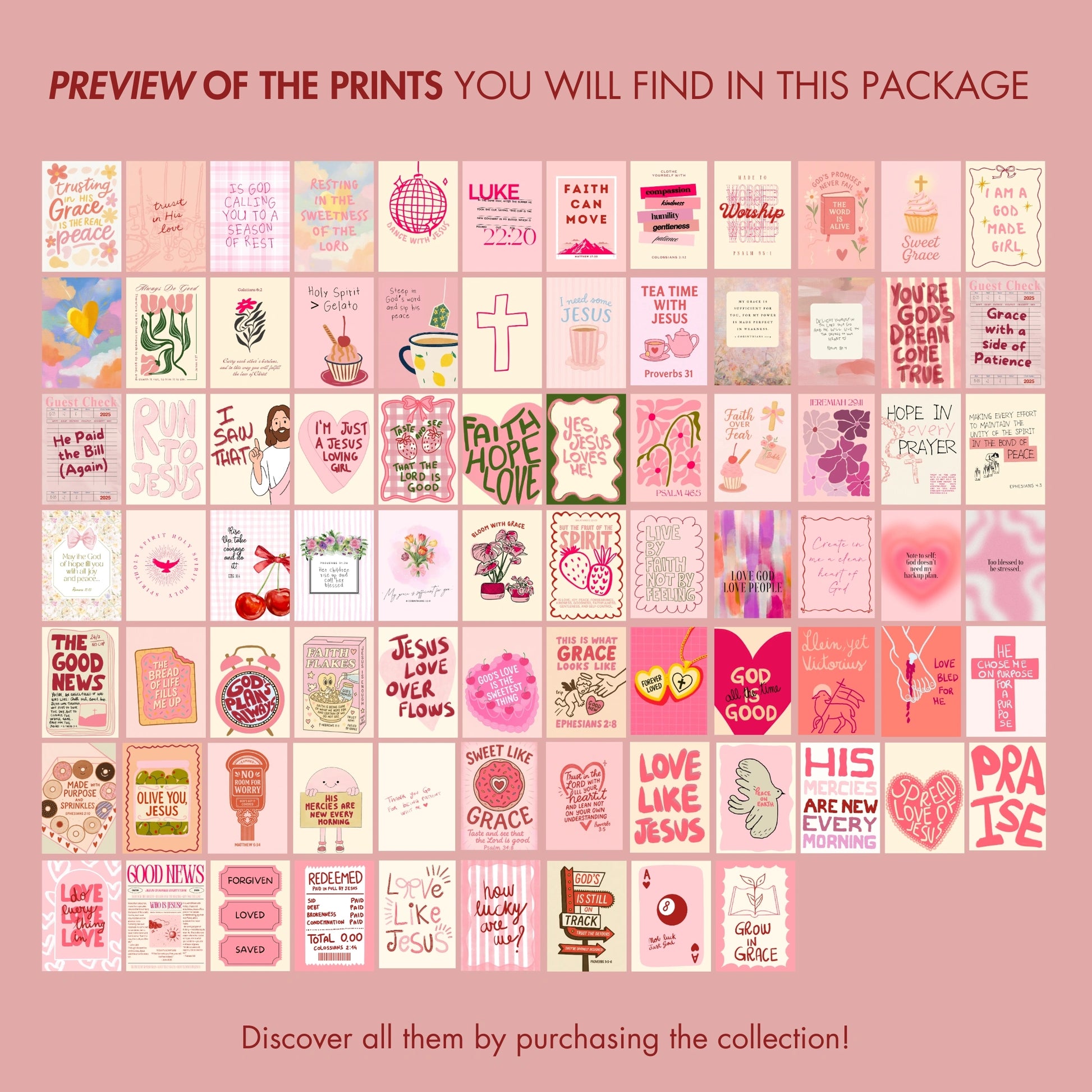 Handmade Pink Christian, over 100 prints