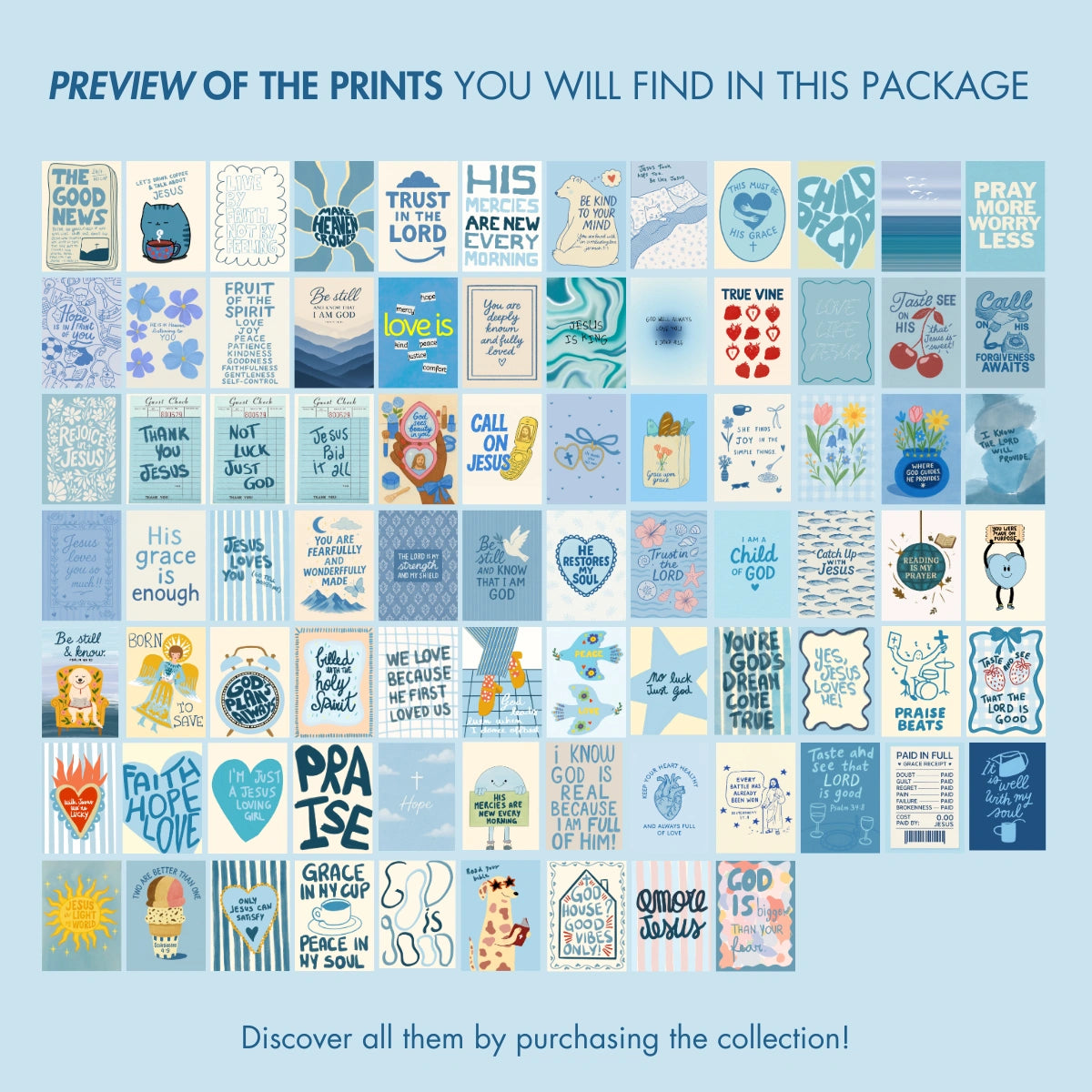 Handmade Blue Christian, over 100 prints