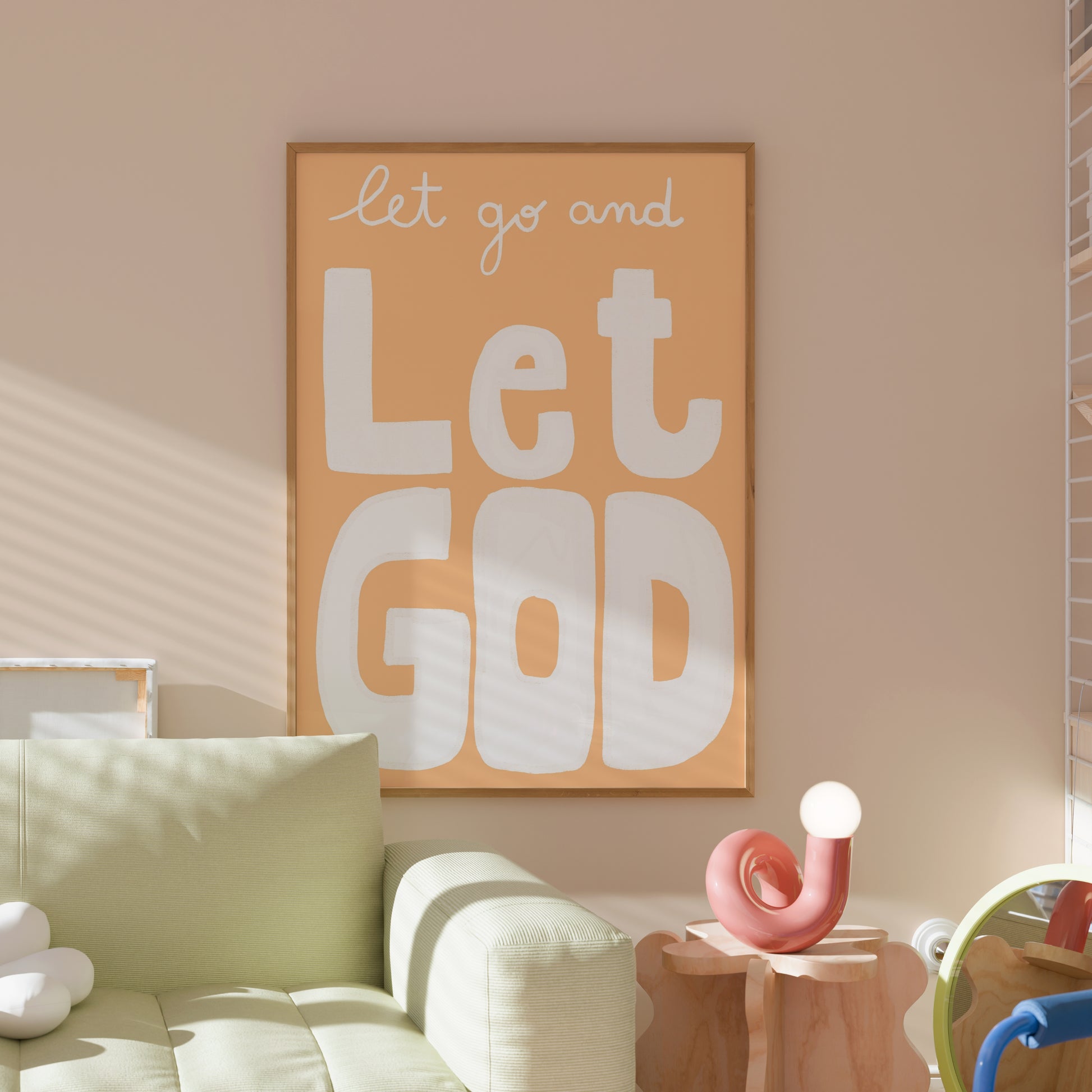 Let Go and Let God Wall Art – Christian Inspirational Quote Print