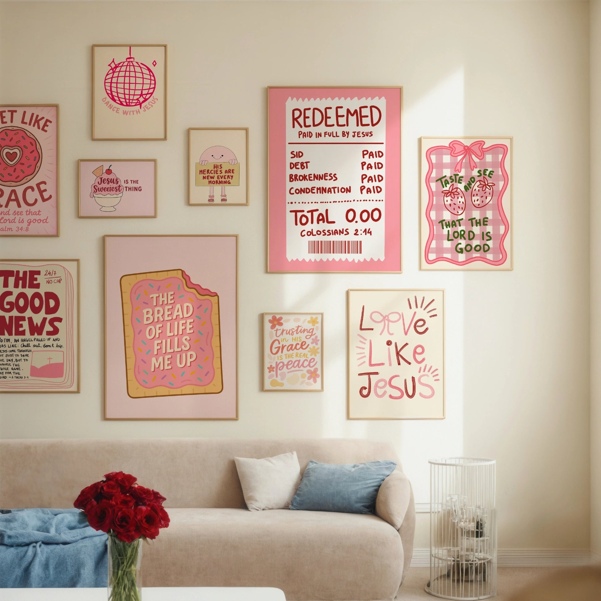 Handmade Pink Christian, over 100 prints