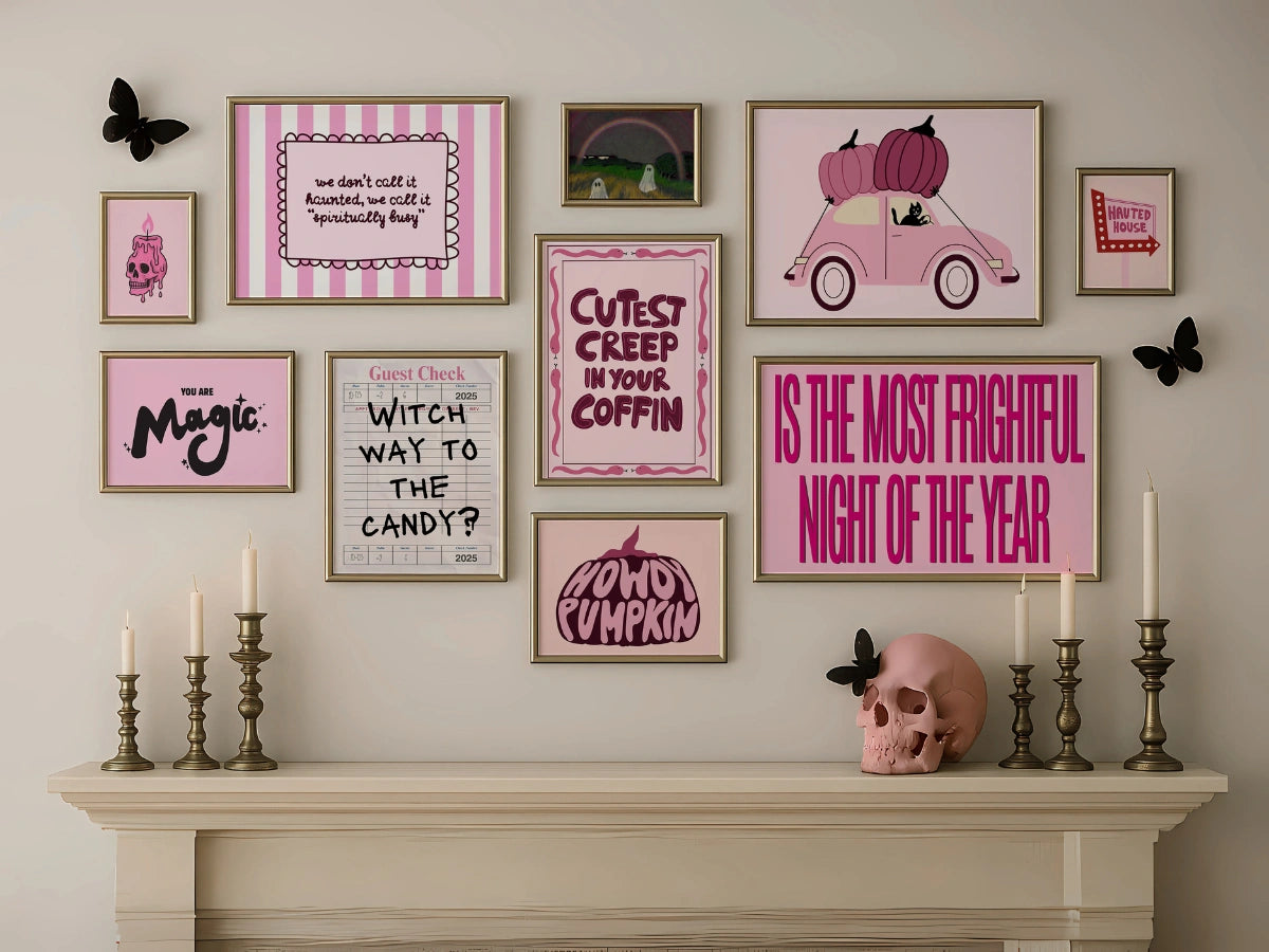 Handmade Pink Halloween Decor - over 120 prints